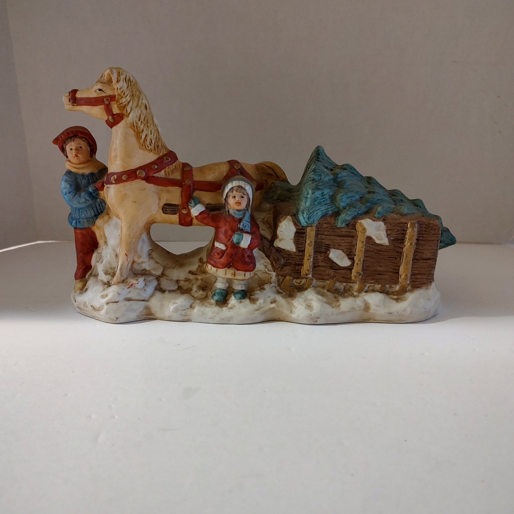 Charming Holiday Figurine with Horse and Children